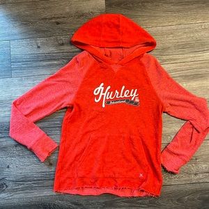 Red Hurley Distressed Light Weight Hoodie Size Large